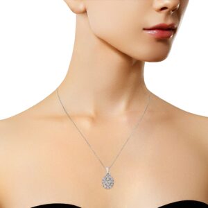 Haus of Brilliance .925 Sterling Silver 1 1/2 Cttw Diamond Oval Cluster Pendant Necklace (I-J Color, I2-I3 Clarity) - 18"