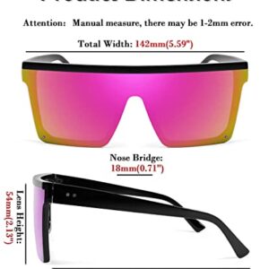 FEISEDY Oversized Sunglasses Mens Womens Flat Top Square Trendy Visor Shades UV400 B2470