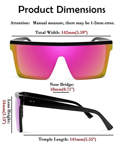 FEISEDY Oversized Sunglasses Mens Womens Flat Top Square Trendy Visor Shades UV400 B2470