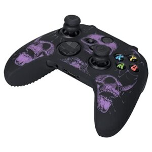 YoRHa Laser Carving Silicone Skin for Xbox Series X/S Controller x 1(Skulls Purple) with Exclusive Thumb Grips x 8