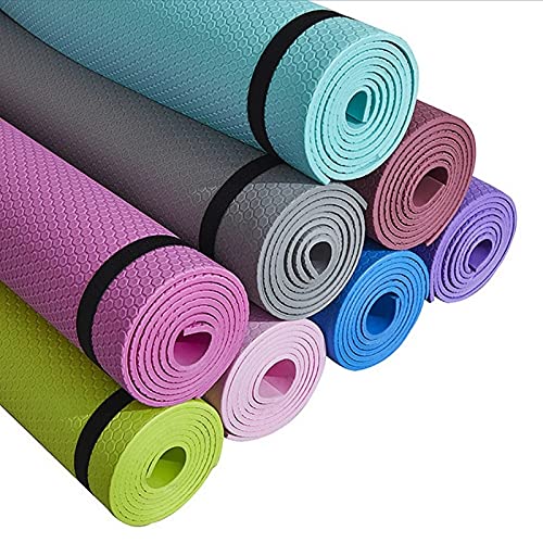 Yoga Mat Anti-skid Sports Fitness Mat 6MM Thick EVA Comfort Foam yoga matt for Exercise, Yoga, and Pilates Gymnastics mat (6mm-blue)