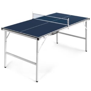 Tiktun Ping Pong Table, Foldable Tennis Table,with 2 Table Tennis Paddles and 3 Balls, Indoor/Outdoor Portable Table Tennis Game with Net,Blue,Medium