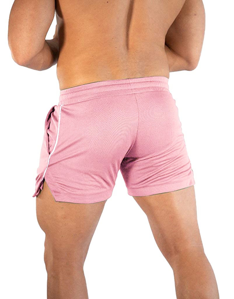 EVERWORTH Men's Athletic Shorts Gym Workout Short Shorts Casual Shorts Running Bodybuilding 5 Inch Inseam Shorts Pink US XL