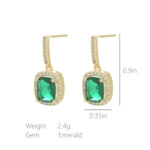 Uncle J Vintage Emerald Chandelier Dangle Earrings-18K Gold Plated Green Austrian Crystal Teardrop for Women,Bridal,Wedding,Statement