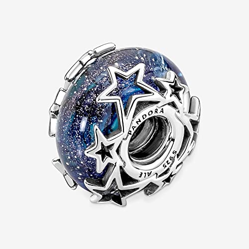 Pandora Galaxy Blue & Star Murano Charm Bracelet Charm Moments Bracelets - Stunning Women's Jewelry - Gift for Women - Made with Sterling Silver