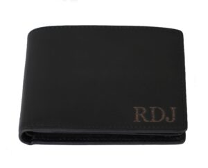 custom wallets for men, personalized gifts for men, personalized wallet for men, customized engraved full grain leather with rfid blocking, custom gifts, customized wallets for fathers day (black)