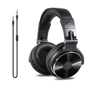 oneodio wired over ear headphones studio monitor & mixing dj stereo headsets with 50mm neodymium drivers and additional 3.5mm audio cable with mic and on off button (3.9ft)