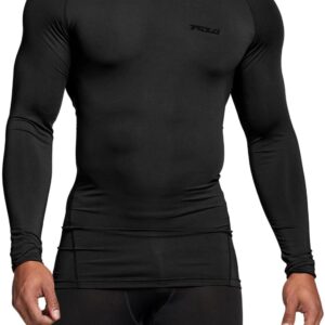 TSLA Men's UPF 50+ Compression 3-Pack - Long Sleeve Athletic Workout Shirt, Water Sports Rash Guard, Large Black/Urban Camo