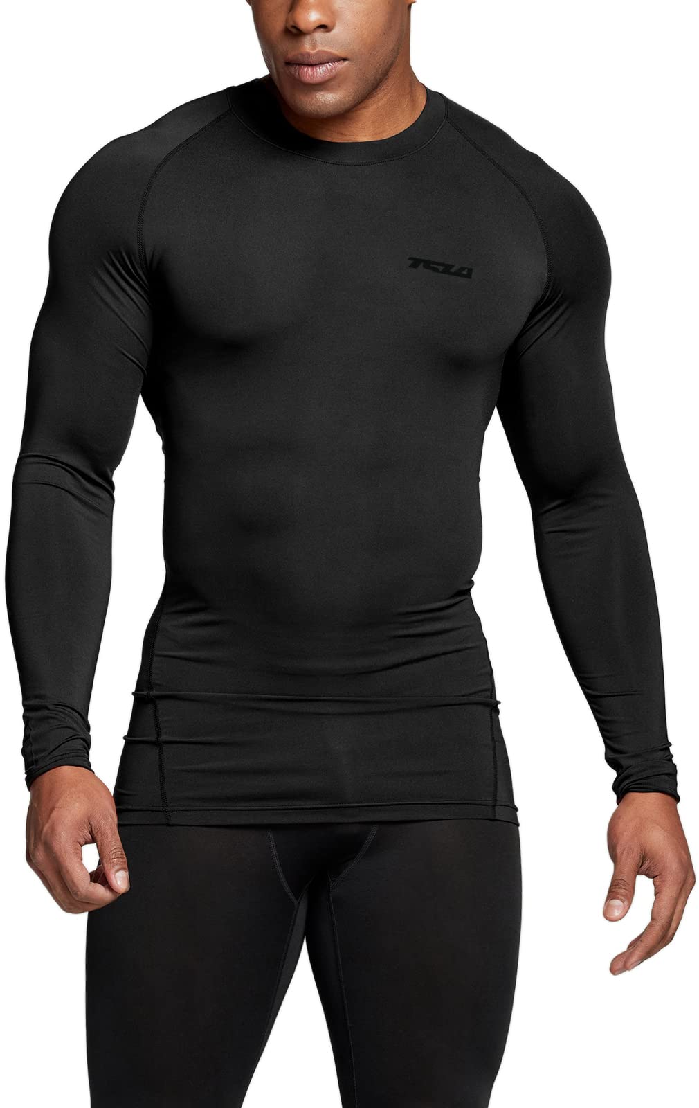 TSLA Men's UPF 50+ Compression 3-Pack - Long Sleeve Athletic Workout Shirt, Water Sports Rash Guard, Large Black/Urban Camo