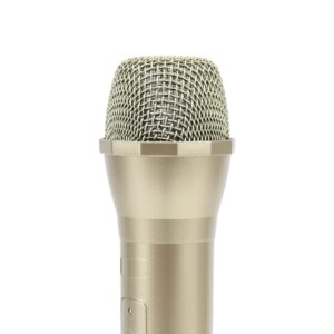 Shanrya Fake Microphone for Singing, Plastic Prop Mic Prop Microphone with 1 X Prop Microphone for Parties(Gold)