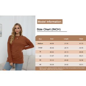 PLMOKEN Plus Size Sweatshirts for Women Casual Long Sleeve Tunic Tops for Leggings for Women(Caramel2,3XL)