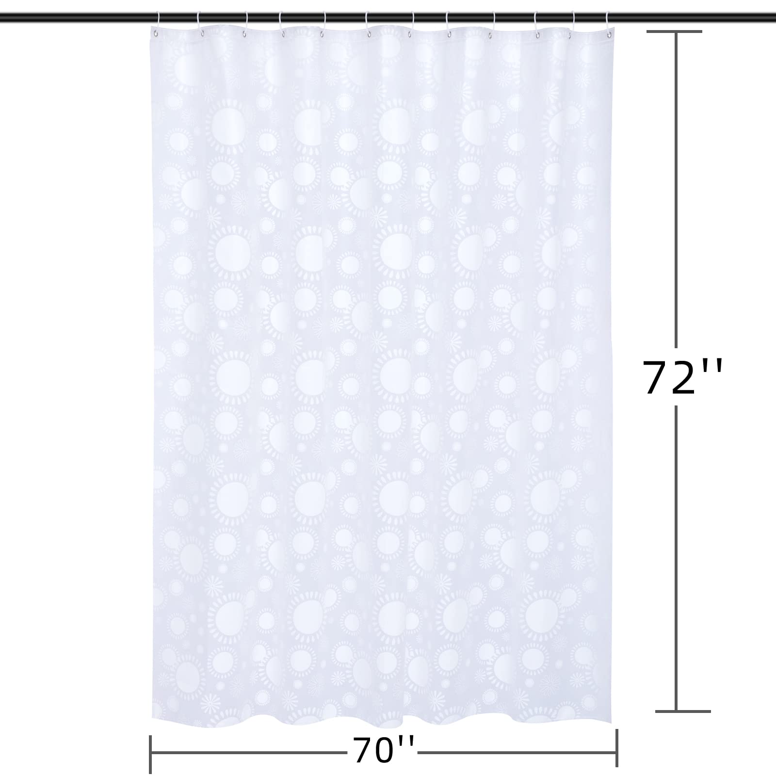 RAY STAR Plastic PEVA Shower Curtain Liner with Hooks, Sun Pattern Stall Vinyl Shower Liner Waterproof Bathroom Decor 70X72 Inch (Signature Delivery)