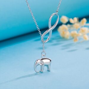 Annamate Elephant Gifts for Women, 925 Sterling Silver Infinity Elephant Pendant Necklace Jewelry For Women