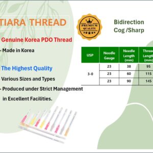 POSD Tiara PDO thread lift KOREA - 360R Bidirection Cog/Sharp (12pcs) (23G60/115)