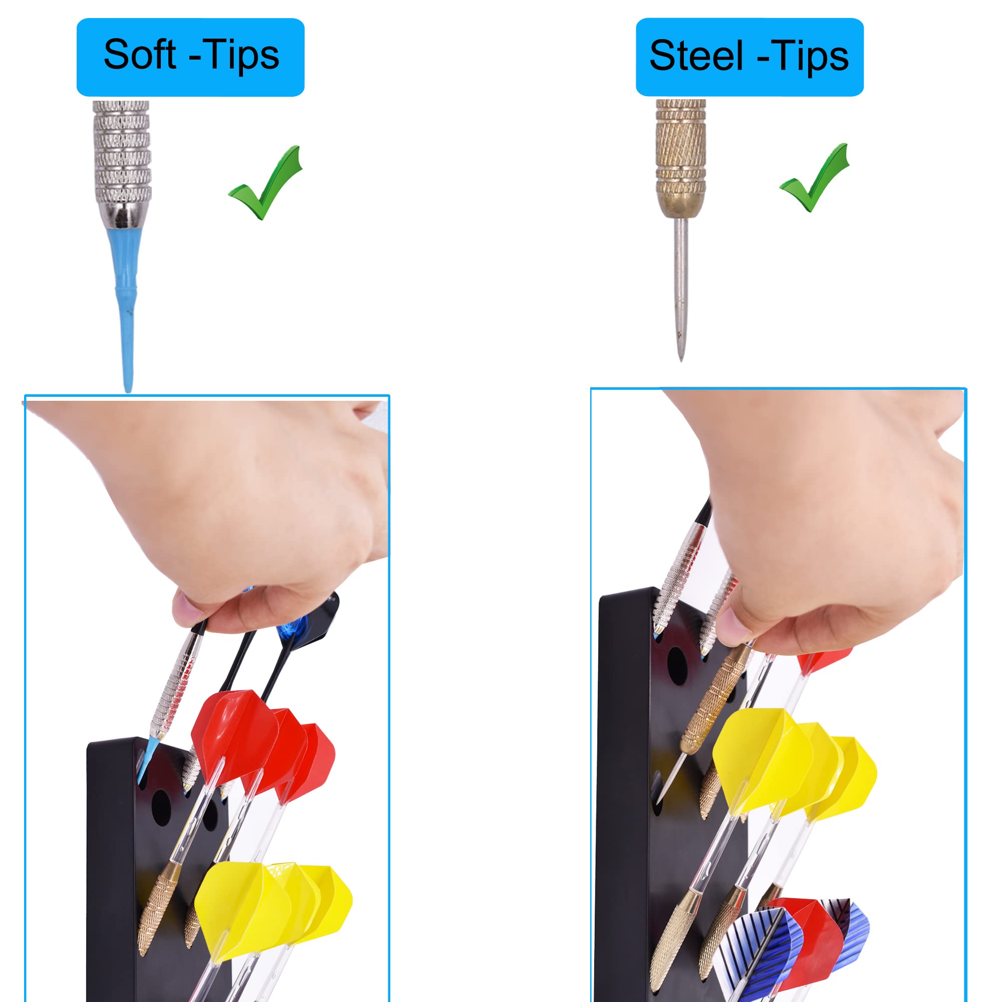 YYST Dart Holder Wall Mount/Stand/Caddy/Display Rack Storage -Plastic -Hold 15 Steel or Soft Tip Darts W Screws (1)