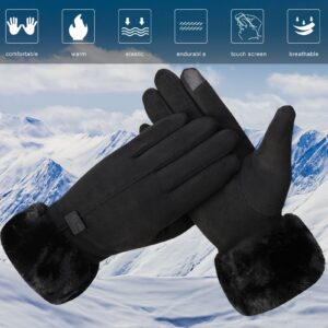 Henykany Winter Gloves for Women Warm Touchscreen Glove Windproof Elastic Texting Black Gloves Women