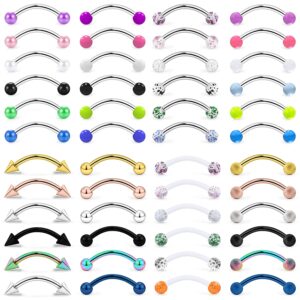 Yaalozei 14G Snake Frog Eye Tongue Ring piercing jewlery 16mm 5/8inch Stainless Surgical Steel Curved Barbell Belly Button Eyebrow Tongue Nipplering Nipple Rings Piercing Jewelry Women Men 14 gauge