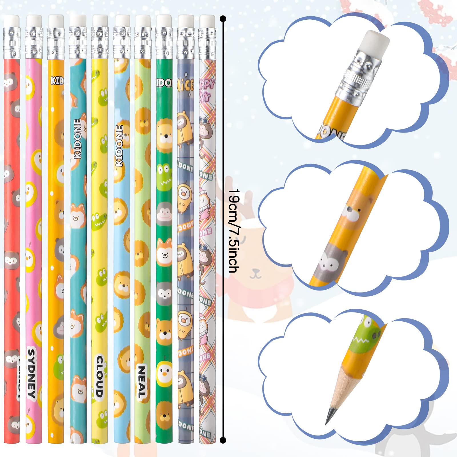 Outus 40 Pieces Scented Pencils with Eraser HB Pencils Graphite Pencil Cylinder Wood Pencils with Themed Elements School Stationery Party Reward Supplies for Girls and Boys, 10 Styles(Animal Style)