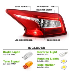 Tail Light Assembly OE Style Replacement for 2016-2018 Nissan Sentra, Replaces Tail Light Rear Brake Lamp Outer Left Driver Side 265553YU0A NI2804108