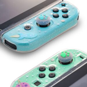 ECHZOVE Switch Glitter Case, Switch Cute Case with Tempered Glass Screen Protector and Thumb Grip Caps - Rocket