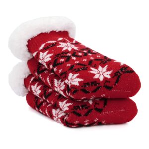 American Trends Christmas Slipper Socks Women Fuzzy Socks Gripper Non Slip Athletic Women's Cozy Socks Warm Winter Socks Red