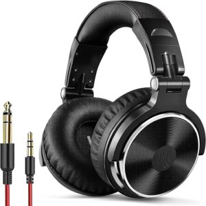 OneOdio Wired Over Ear Headphones Studio Monitor & Mixing DJ Stereo Headsets with 50mm Neodymium Drivers and Additional 3.5mm Audio Cable with Mic and On Off Button (3.9ft)