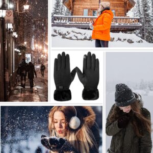 Henykany Winter Gloves for Women Warm Touchscreen Glove Windproof Elastic Texting Black Gloves Women