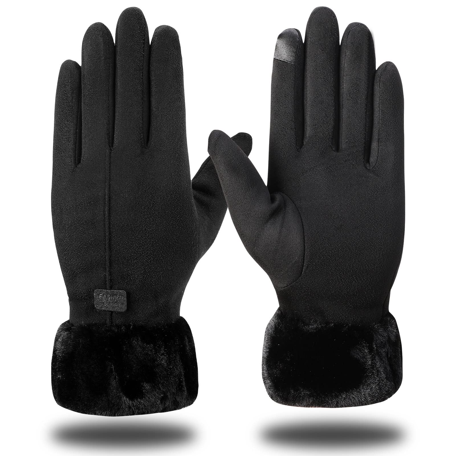 Henykany Winter Gloves for Women Warm Touchscreen Glove Windproof Elastic Texting Black Gloves Women