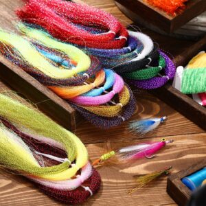 BBTO 30 Set Fly Tying Kit, Fly Tying Materials 30 Colors Crystal Flash Fly Making Materials Spiral Jig Tieing Kit Fishing Lure Making Supplies for Outdoor Fishing DIY Accessory