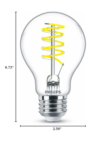 PHILIPS LED Vintage Flicker-Free Clear Spiral A19 Dimmable, Eyecomfort Technology, 500 Lumen, Soft White(2700K), 5.5W=40W, Title 20 Certified, E26 Base (565788), 1 Count (Pack of 1)