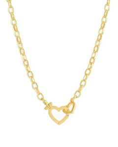 gorjana women's parker heart necklace, 18k gold plated, cable chain, interlocking double open hearts, infinity charm