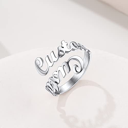 Custom4U 2 Name Rings Personalized for Women