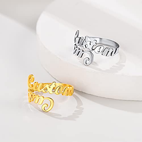 Custom4U 2 Name Rings Personalized for Women