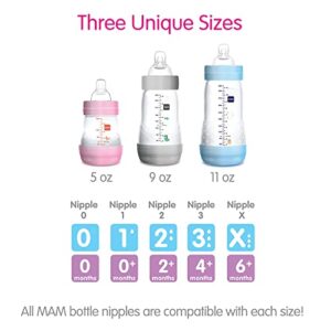 MAM Easy Start Matte Anti-Colic Baby Bottles, Medium Flow Nipples, Baby Boy, 9 oz (2 Count), Blue