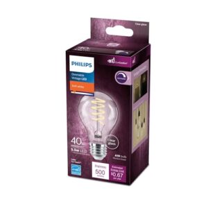 PHILIPS LED Vintage Flicker-Free Clear Spiral A19 Dimmable, Eyecomfort Technology, 500 Lumen, Soft White(2700K), 5.5W=40W, Title 20 Certified, E26 Base (565788), 1 Count (Pack of 1)