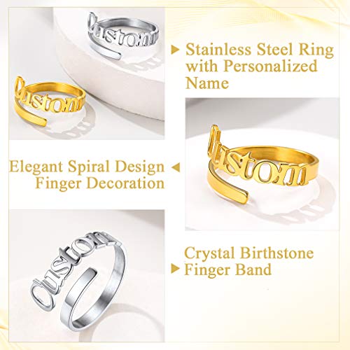 Custom4U 2 Name Rings Personalized for Women