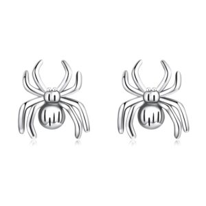 Vintage Spider Stud Earrings for Women Girls 925 Sterling Silver Hypoallergenic Halloween Small Animal Pet Cartilage Tragus Post Creative 3D Jewelry Unique Gifts for Friend