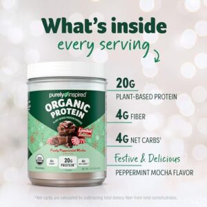 Purely Inspired Plant-Based Protein Powder for Men & Women, Frosty Peppermint Mocha (16 Servings) - Vegan & Organic - 20g of Pea Protein Powder for Smoothies & Shakes - Dairy-Free, & Gluten-Free