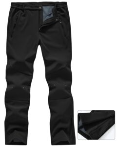 tbmpoy men's ski snow pants waterproof fleece lined insulated softshell snowboard hiking outdoor zipper bottom leg black 36