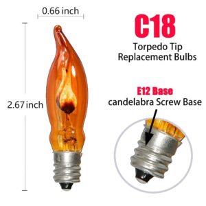 Pallerina Flicker Flame Light Bulbs, Flicker Flame Shaped Light Bulbs, Flickering Orange Glow Replacement Bulbs E12 Flame Candelabra Light Bulbs, 12 Pack, 1 Watt