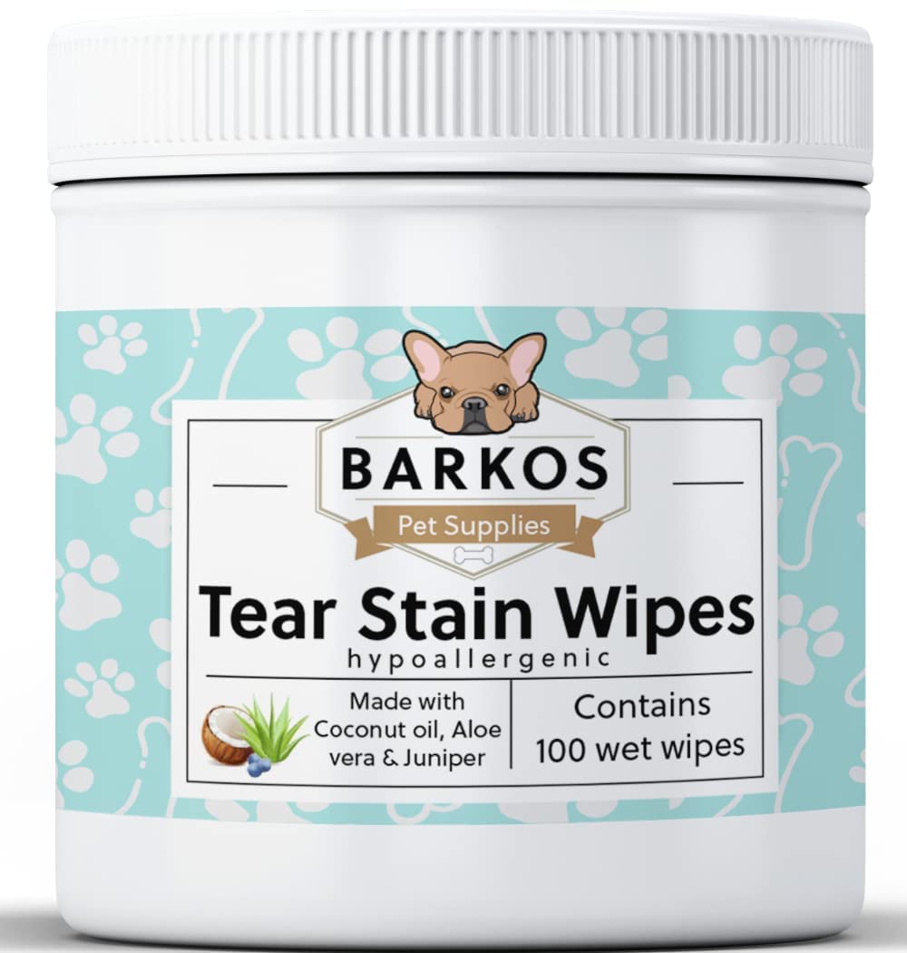 Tear Stain Wipes + Skin Balm For Dogs | Bulldog, French Bulldog, Pug, English Bulldog | Cleans & Soothes Tear Stains, Wrinkles, Folds, Tail Pockets & Paws, Anti-Itch | 100 Soft Cotton Pads