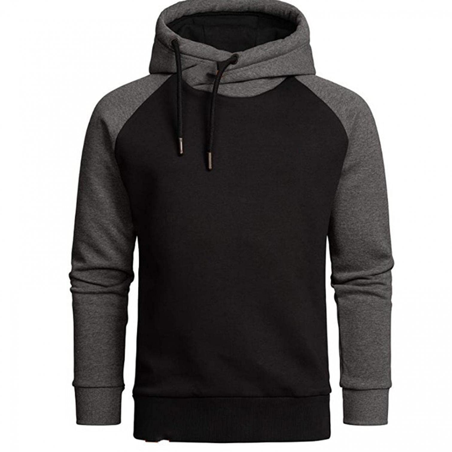 F_Gotal Men's Hoodies Pullover, Mens Autumn Winter Casual Long Sleeve Buttons Collars Cowl Neck Sports Hooded Sweatshirts Pocket