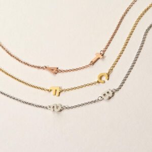 Personalized Gold Tone 2 Letter Women's Sideways Initial Necklace, 16" Chain - Personalized Initial Necklace for Her - Custom Necklace for Women - Birthday Gift - Gift for Her - Gifts for Mom