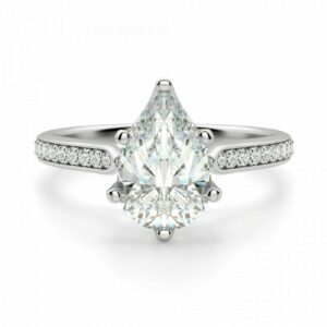 DRISHYA FASHION Pear Cut Simulated Diamond Twisted Engagement Wedding Ring 14k White Gold Over 925 Sterling Silver (6.5)