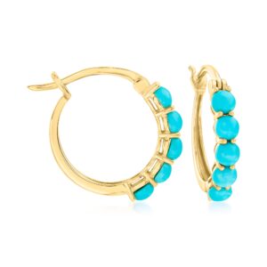 ross-simons turquoise hoop earrings in 18kt gold over sterling