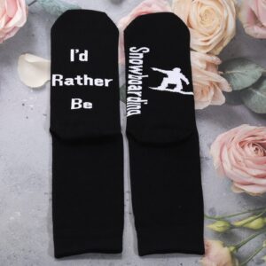 G2TUP Skiing Socks Skier Gift Snowboarder Casual Socks for Snowboarding Lovers I’d Rather Be Snowboarding (Skiing Socks)