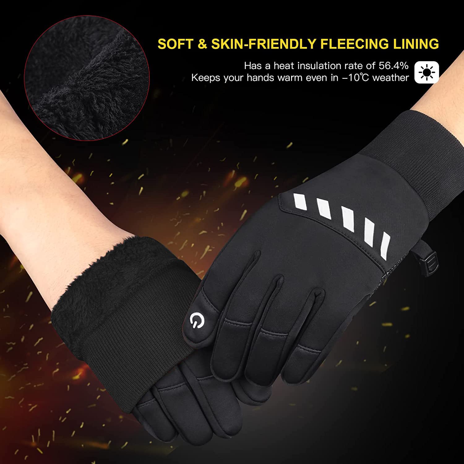 LERWAY Winter Gloves For Men Women Touchscreen Warm Gloves Anti-Slip Water Resistant Windproof Black Thermal Gloves For Driving Cycling Hiking Running (M)