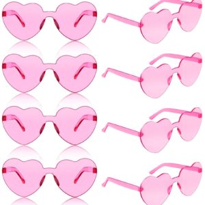 Frienda 20 Pairs Heart Shaped Sunglasses Rimless Candy Color Glasses for Women Men Party Favor(Pink)