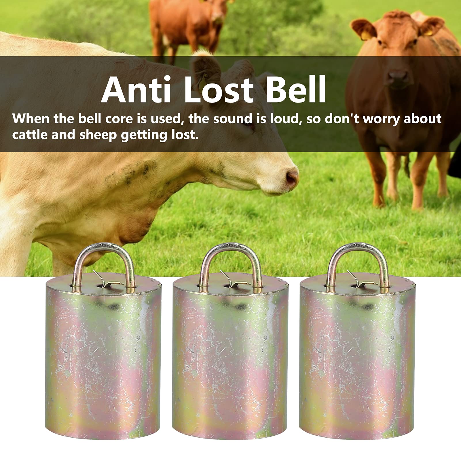 3Pcs Alloy Livestock Bells, Thickened Cow Horse Sheep Grazing Bells Animal Anti Theft Accessories Bells for Outdoor Stock Farm(#1)