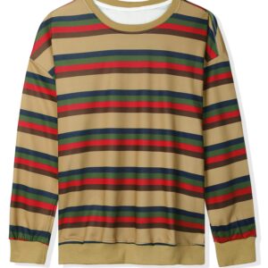 Lars Amadeus Men's Pullover Crew Neck Long Sleeves Color Block Sweatshirt T-Shirt Small Khaki